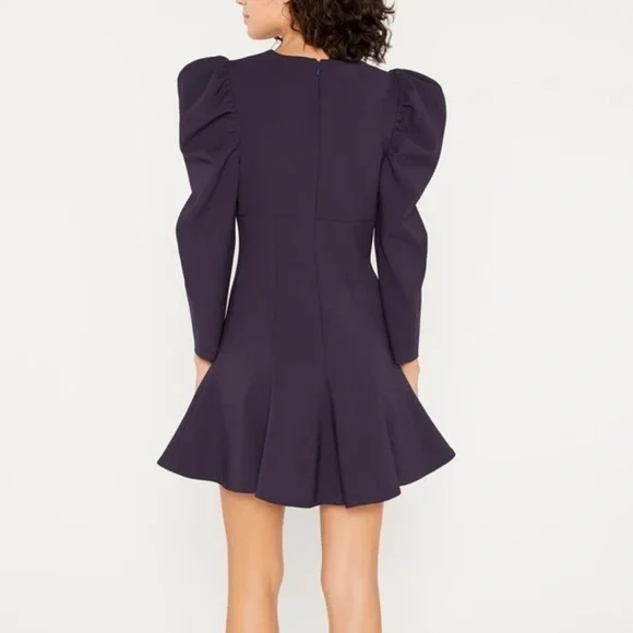 LIKELY Navy Alia Favorite Stretch Puff Sleeve Fit & Flare Dress - 10 - Picture 2 of 9